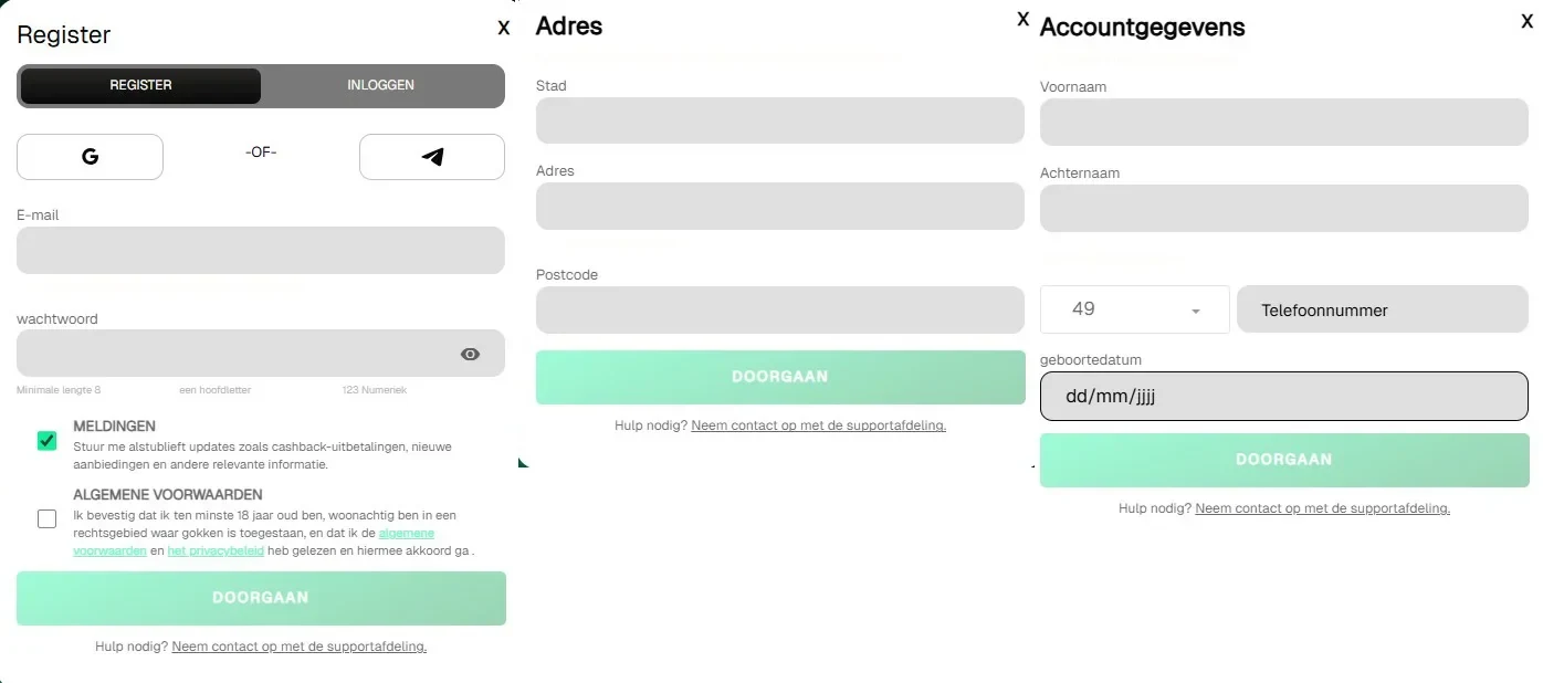 USpin casino registratie en inloggen: formulier voor een nieuw account