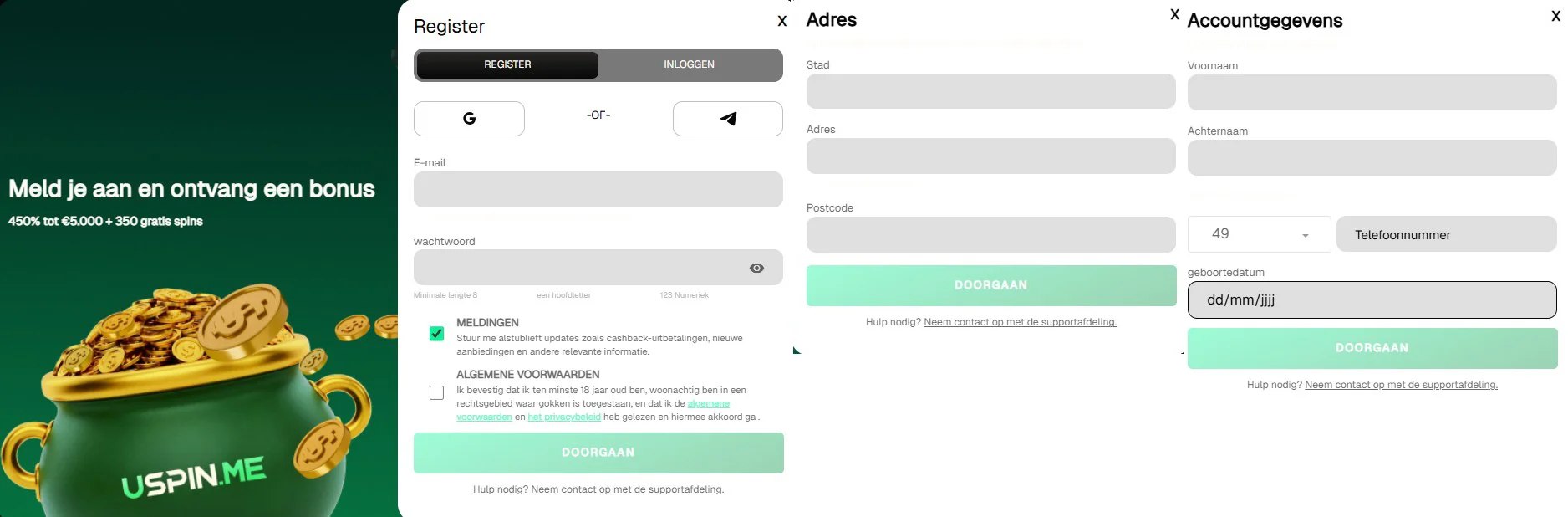 USpin Casino Registratie